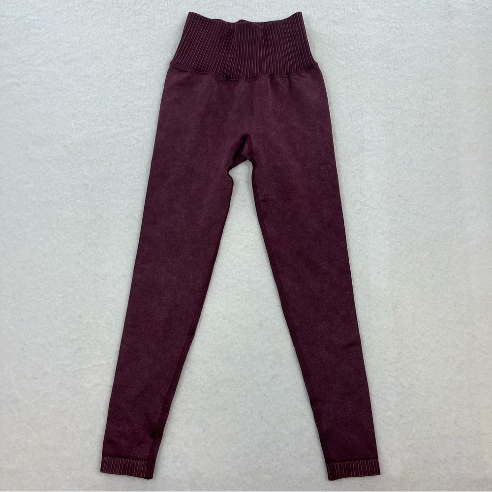 NWT Popflex Maroon Extra Curve Flex Ribbed Leggings Size XS